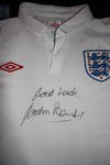 2010 England shirt, signed by Gordon Banks